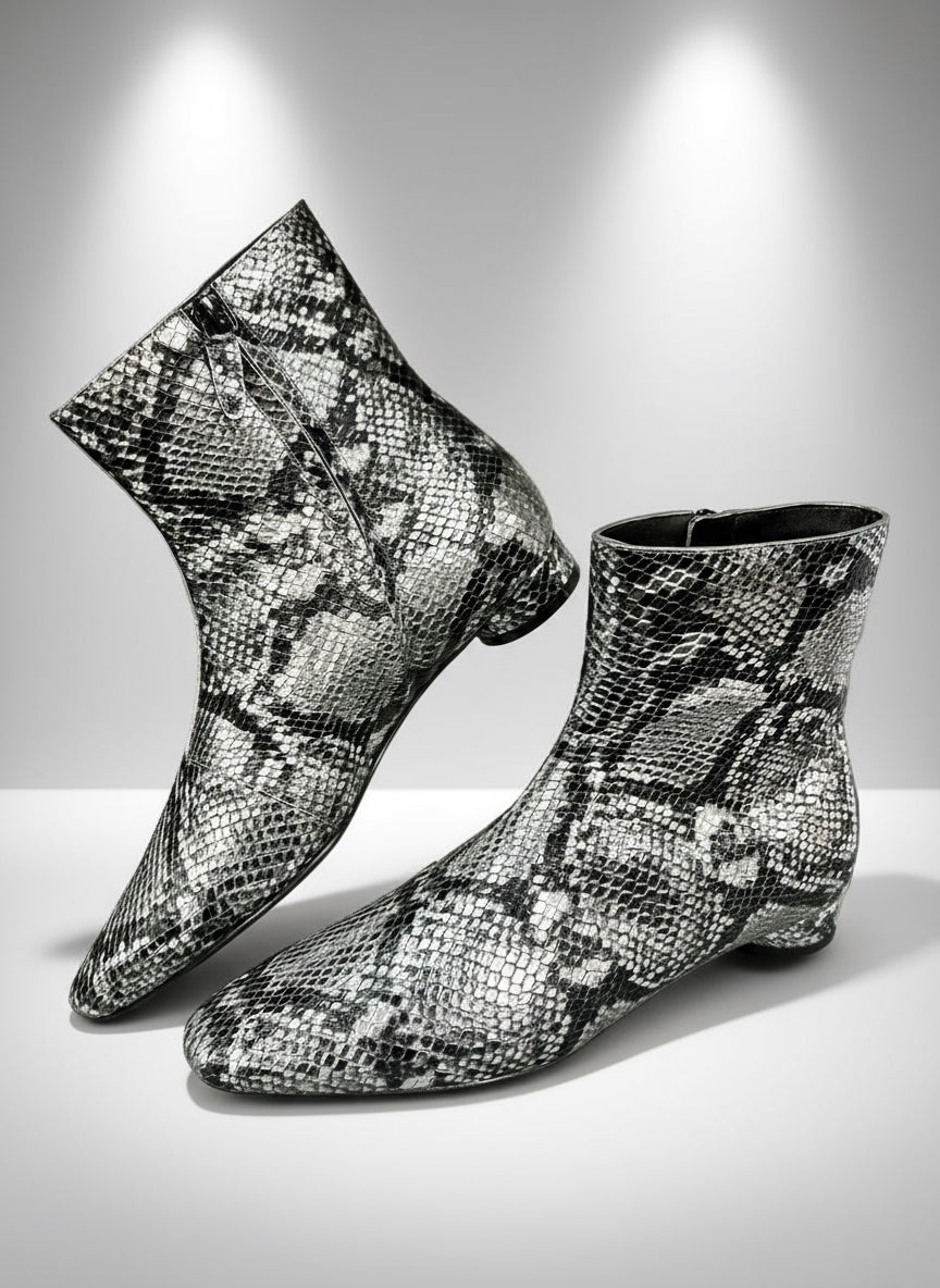 Balenciaga Snake Print Ankle Boots