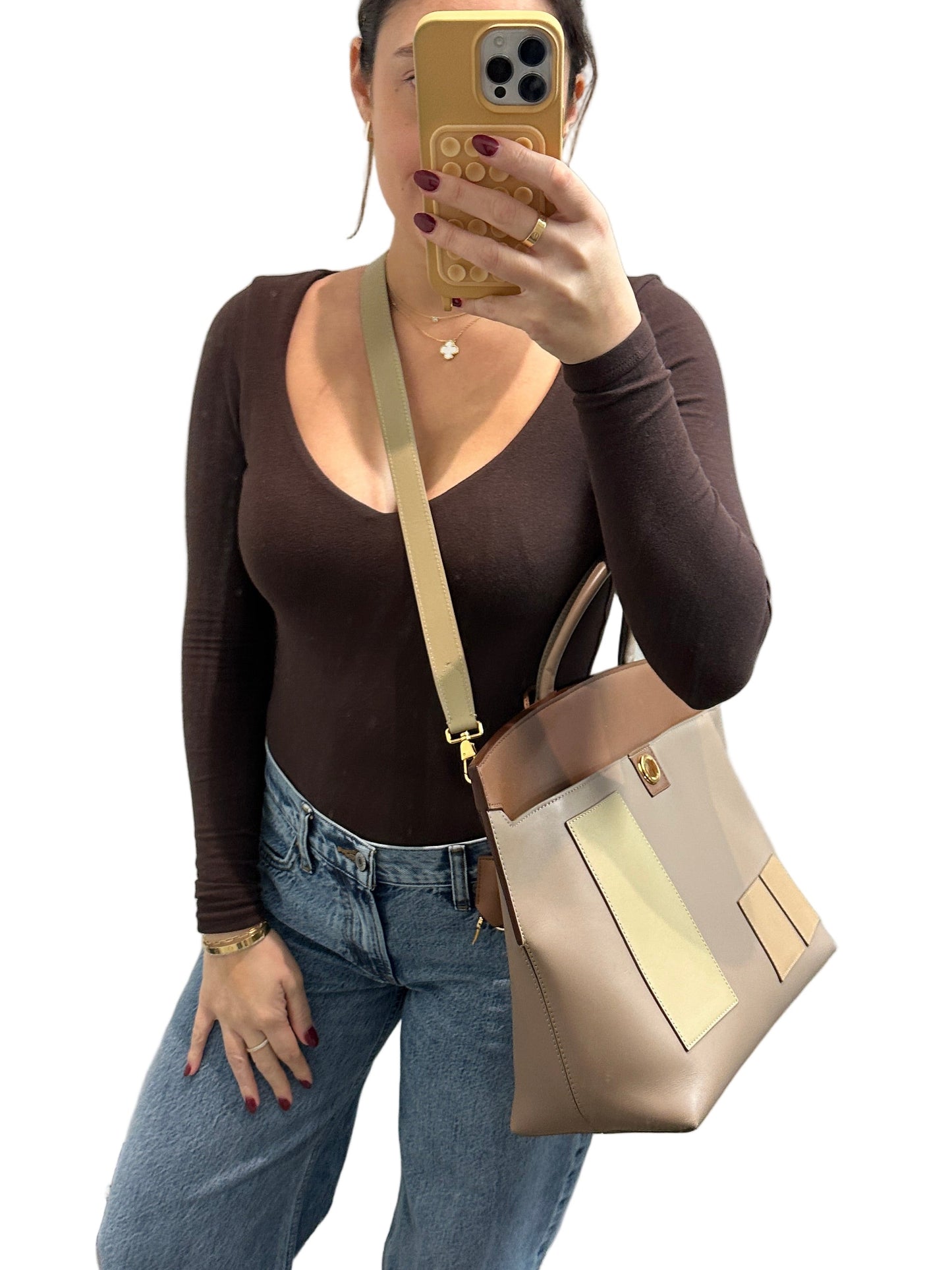 Burberry Leather Society Top Handle Bag