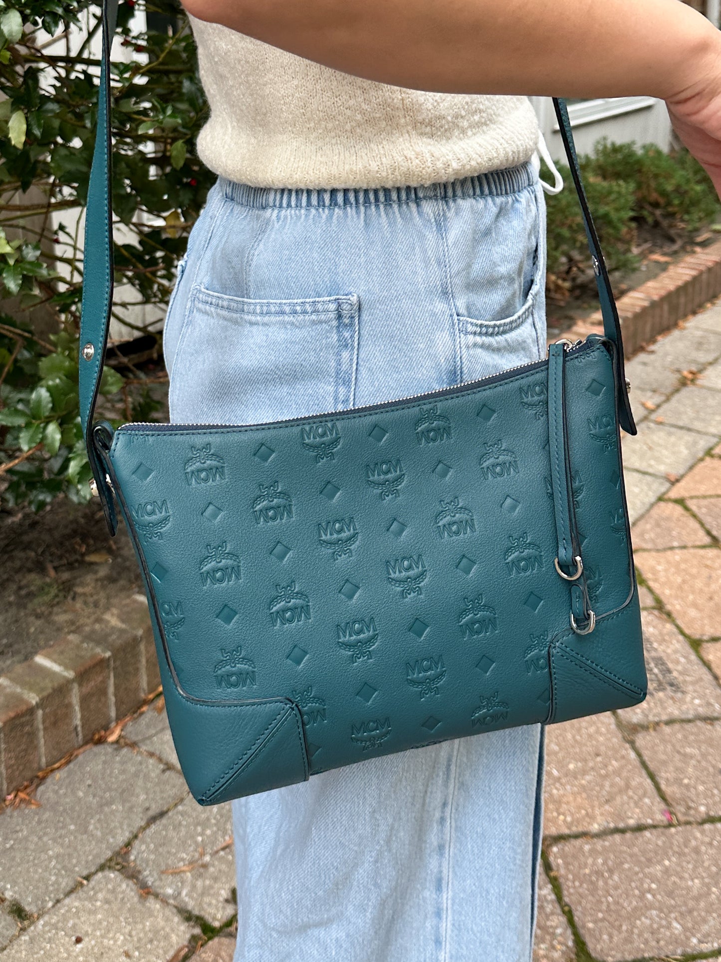 MCM Klara Teal Crossbody Bag