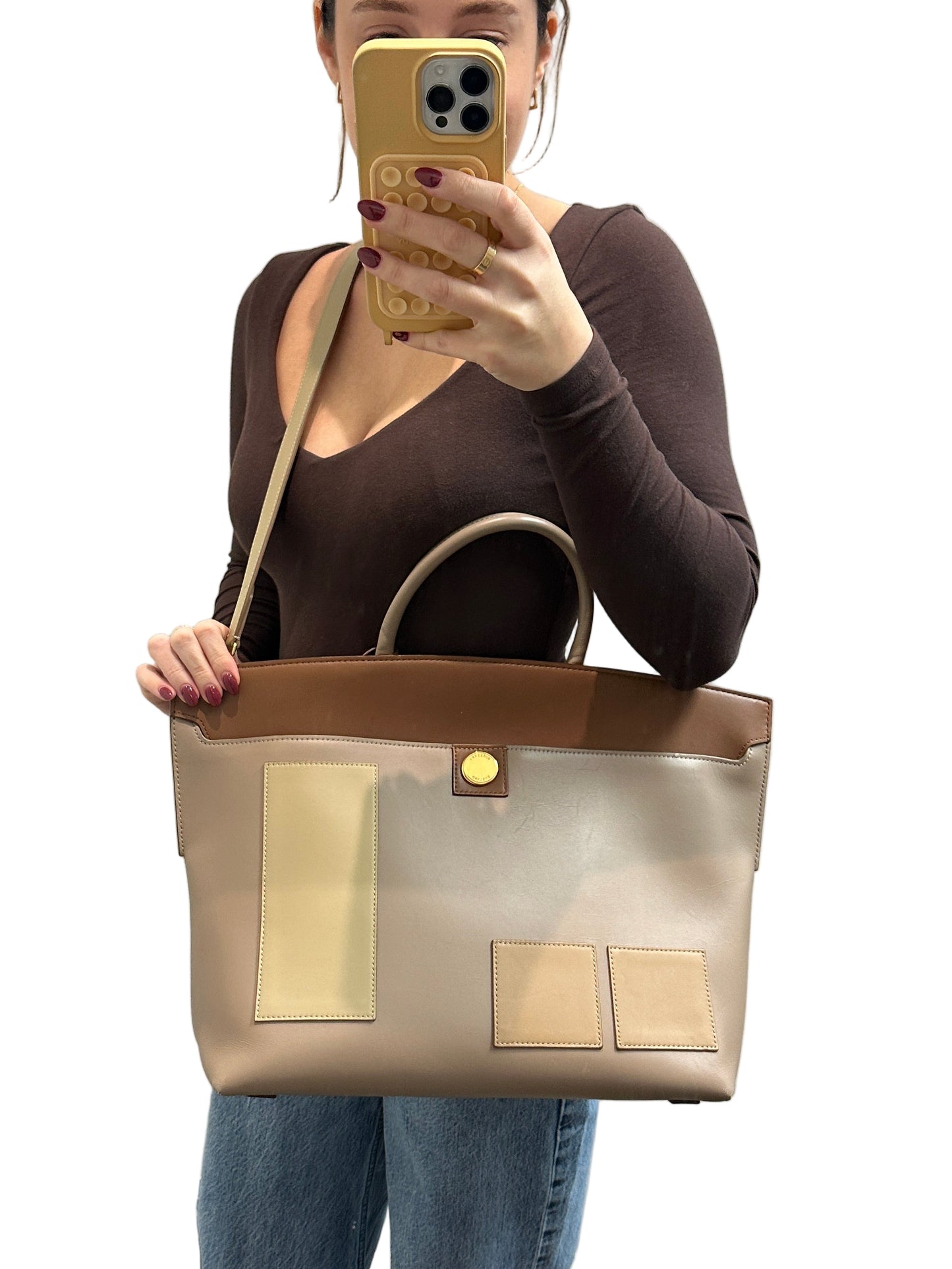 Burberry Leather Society Top Handle Bag