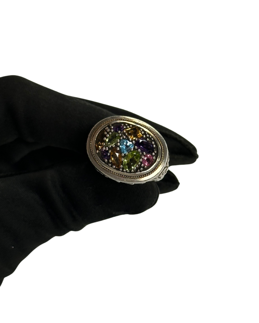 Sterling & 18K Stone Ring