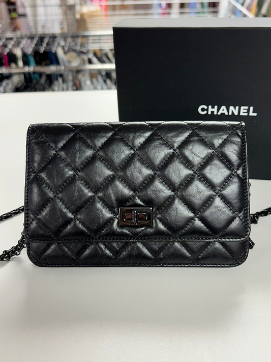 Chanel black wallet on a chain