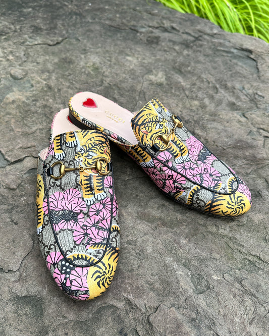 Gucci Tiger Print Mules