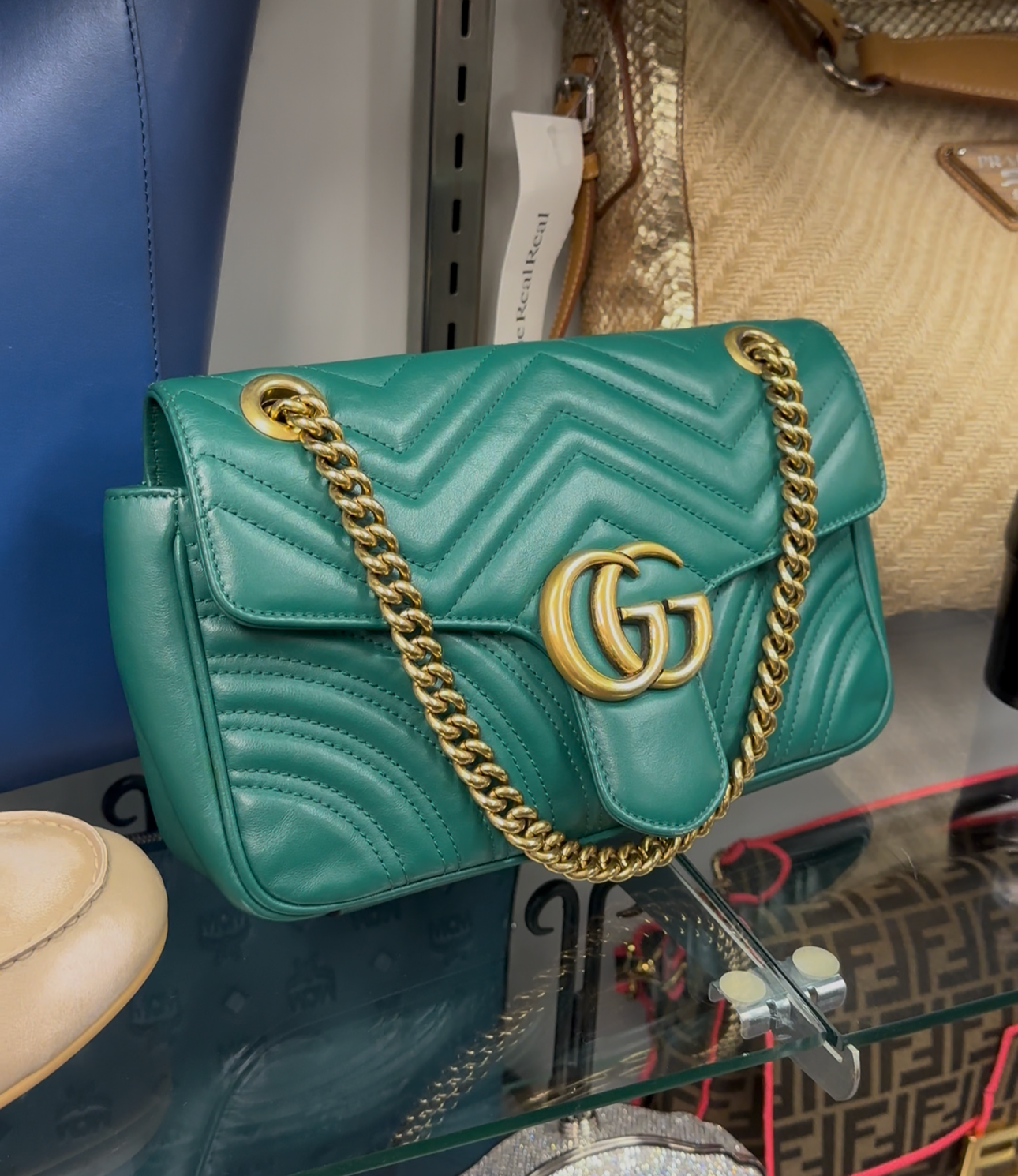 Gucci Green GG Marmont Leather Crossbody Bag