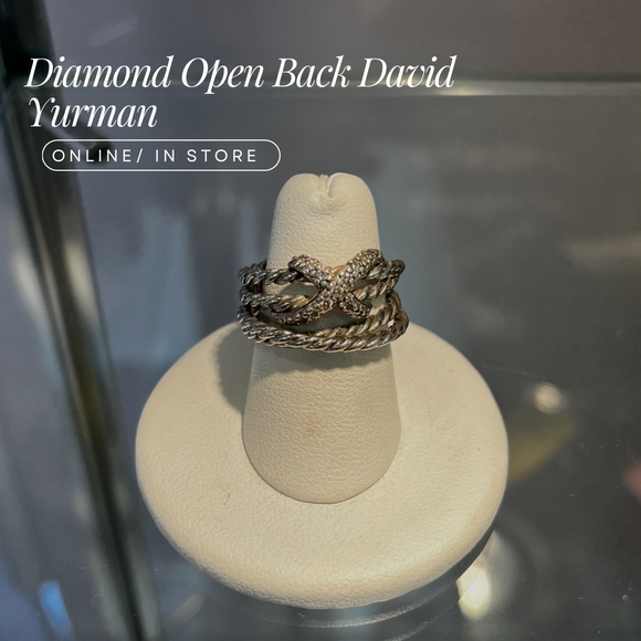 Diamond and Open Back David Yurman Ring