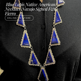 Blue Lapis Native American Necklace Navajo Signed F&C Fierro